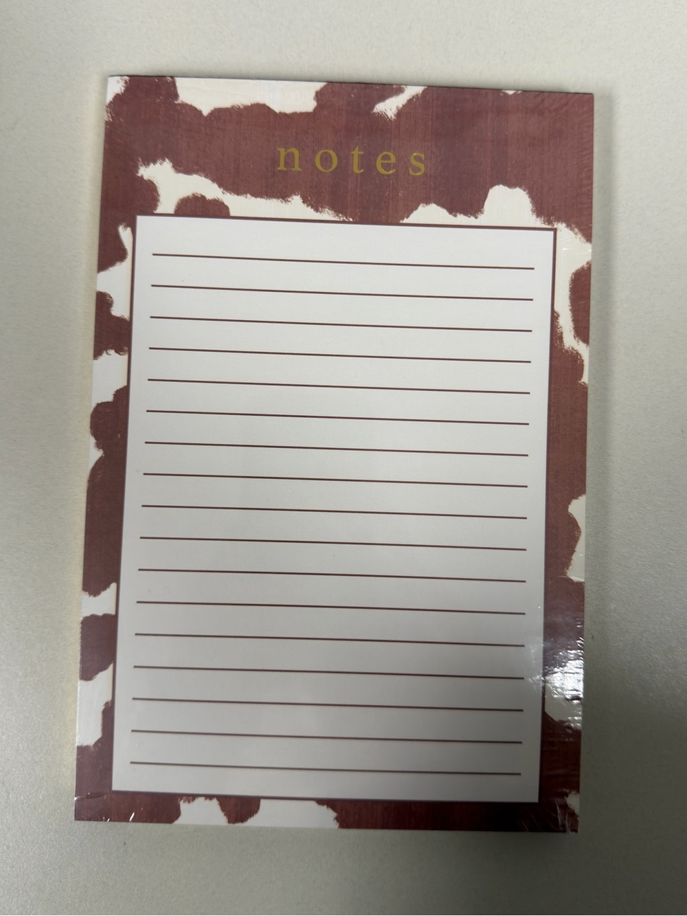 Lady JAYNE Brown White Cow’s Hide Gold Tone Guilded Pages Lined Notepad